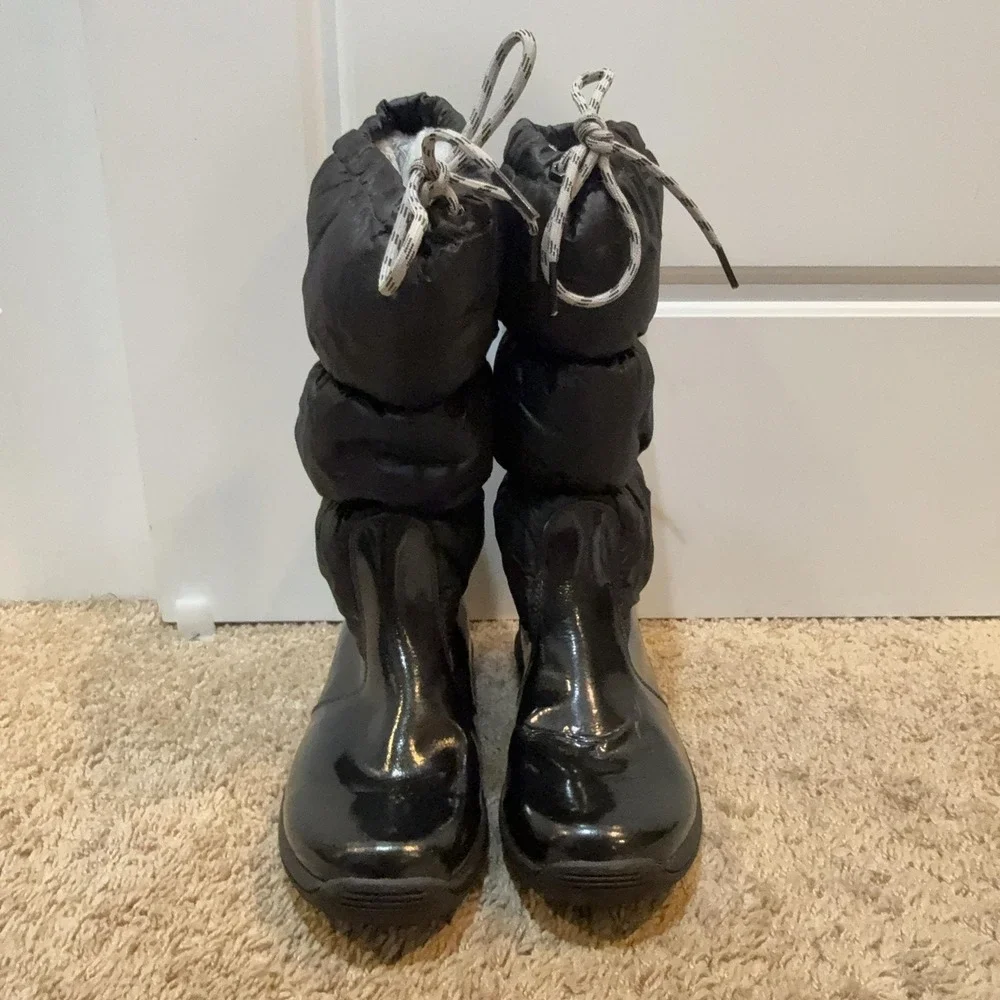 Timberland Boots Girls Size 6 Black Puffer Snow Fur Lined Winter 72935M